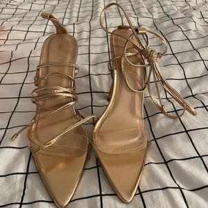 Gold lace ups heels